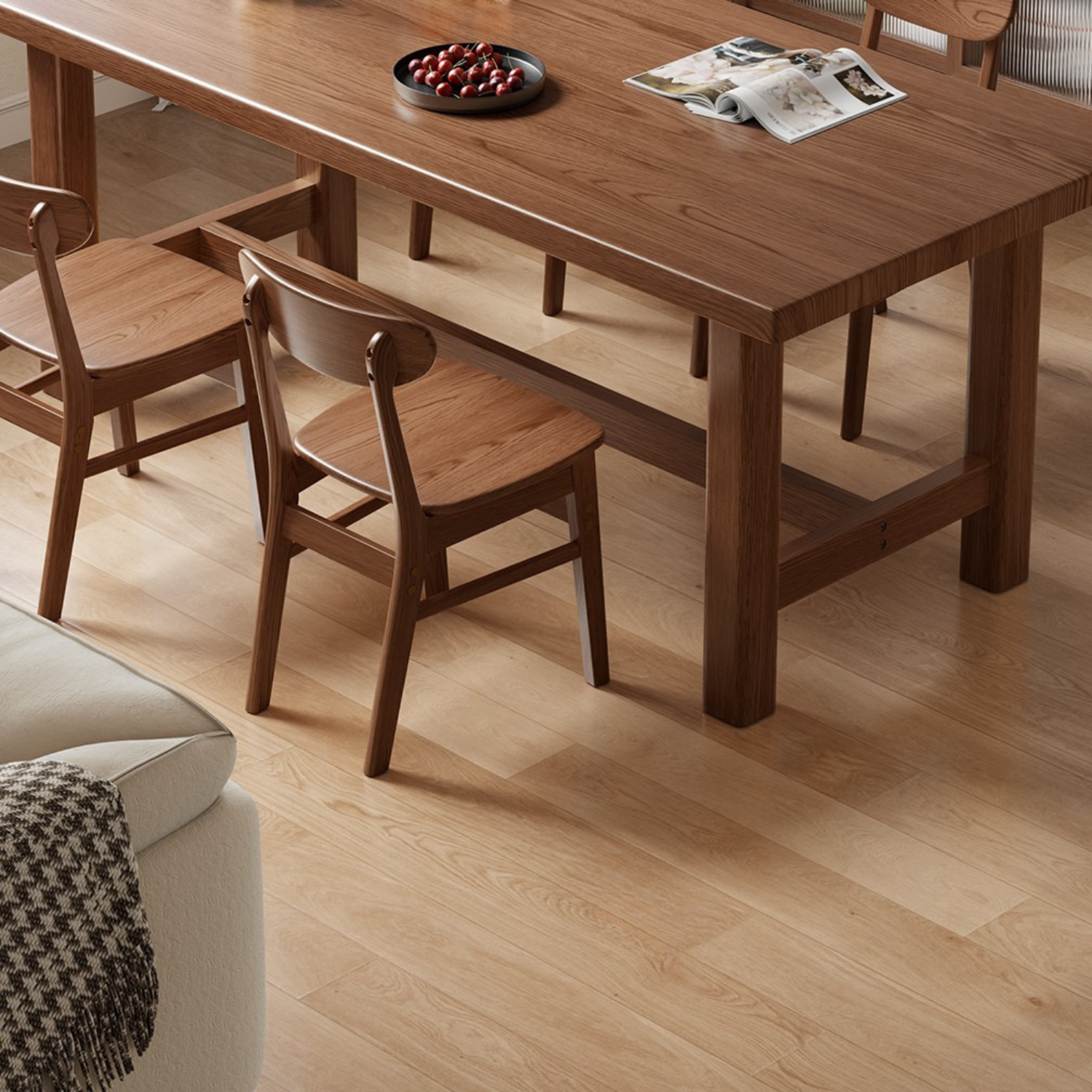 Weiat solid wood 6-person long dining table