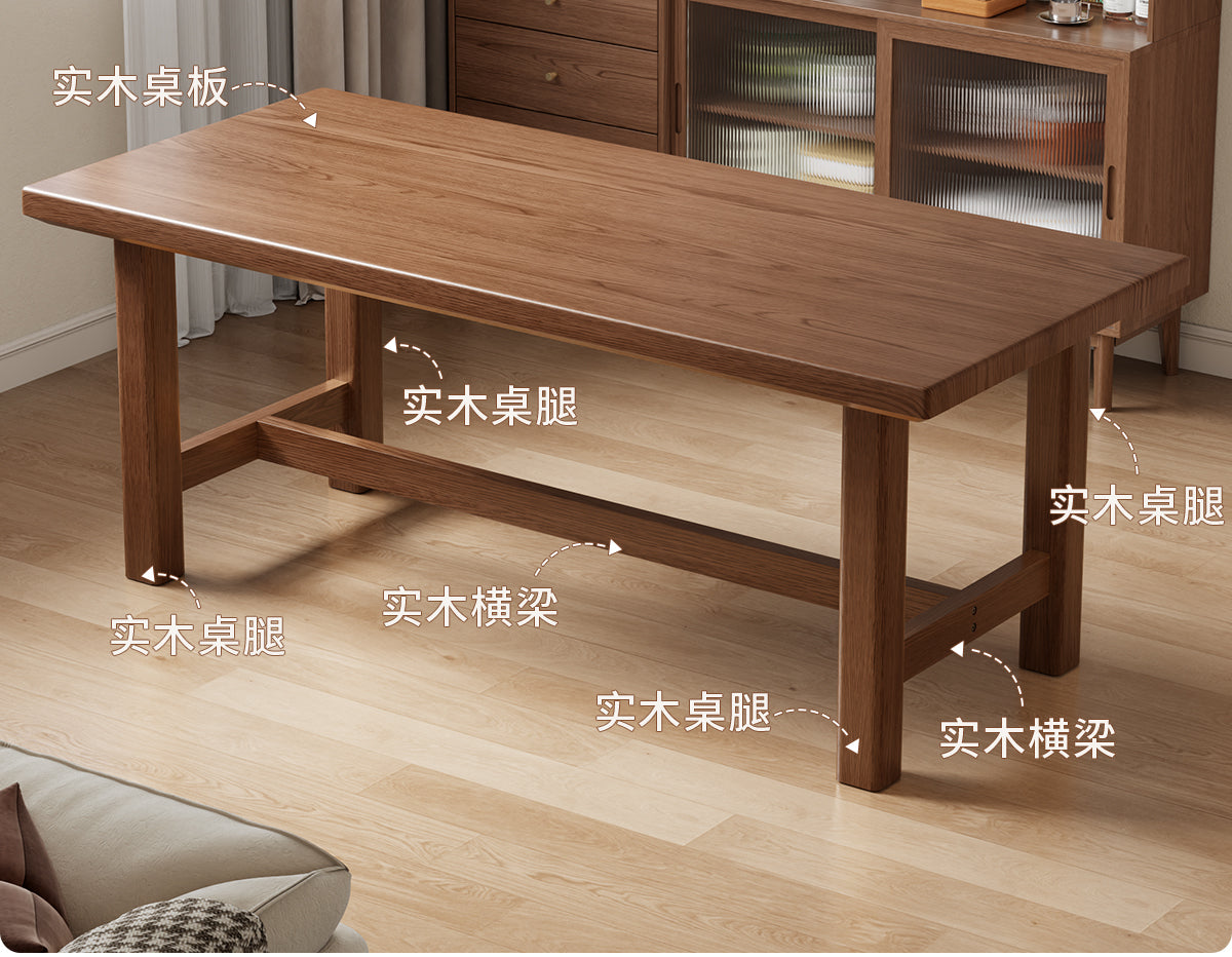 Weiat solid wood 6-person long dining table