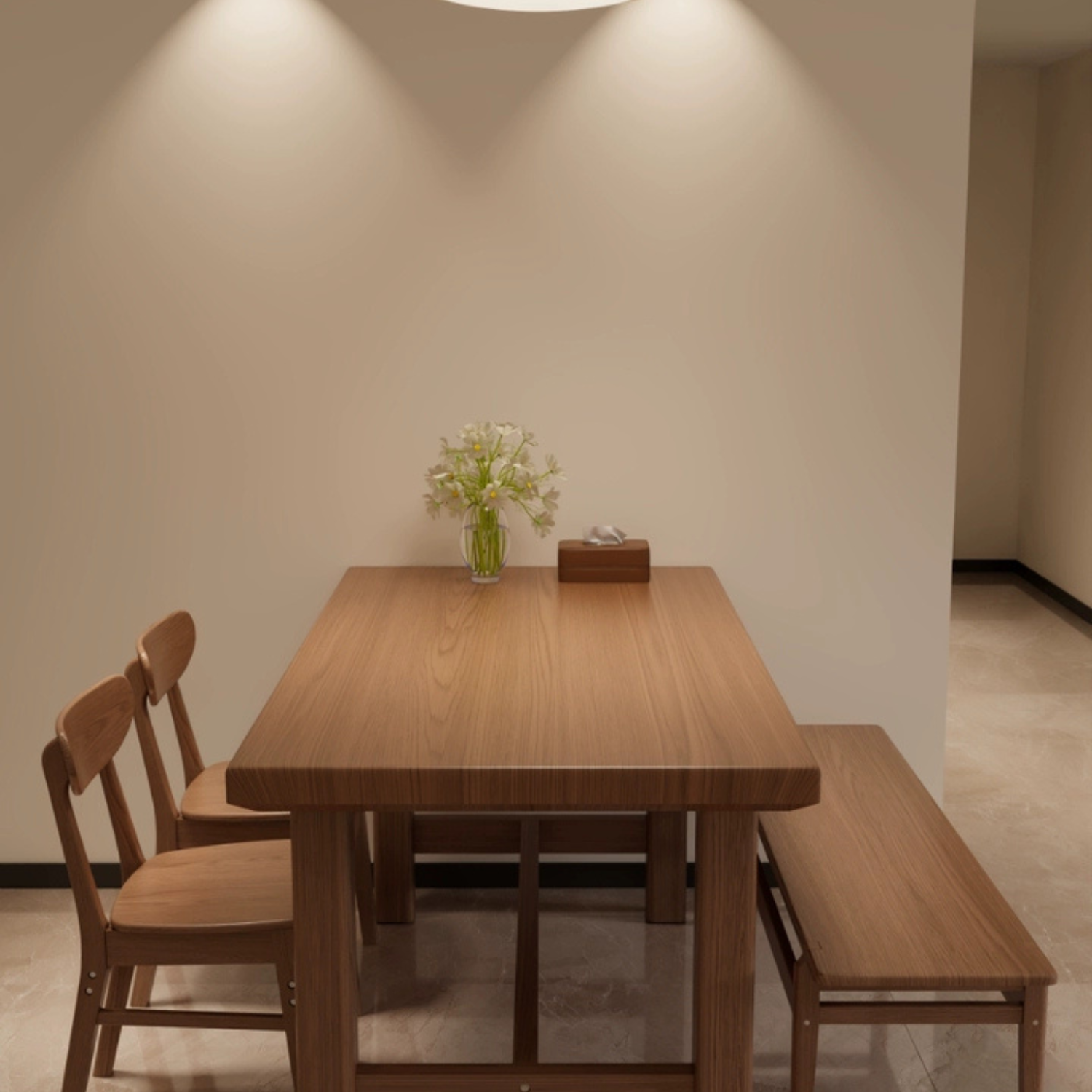 Weiat solid wood 6-person long dining table