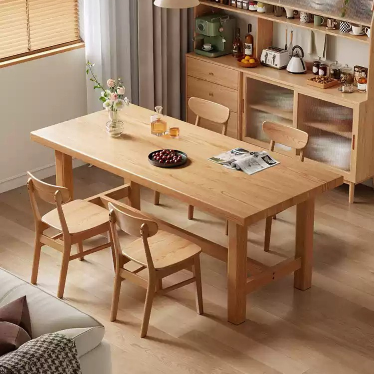 Weiat solid wood 6-person long dining table