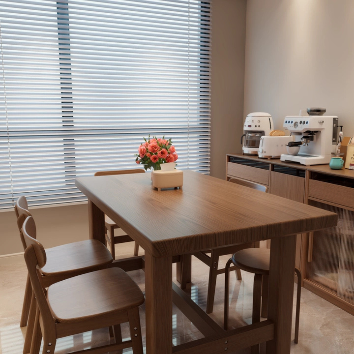 Weiat solid wood 6-person long dining table