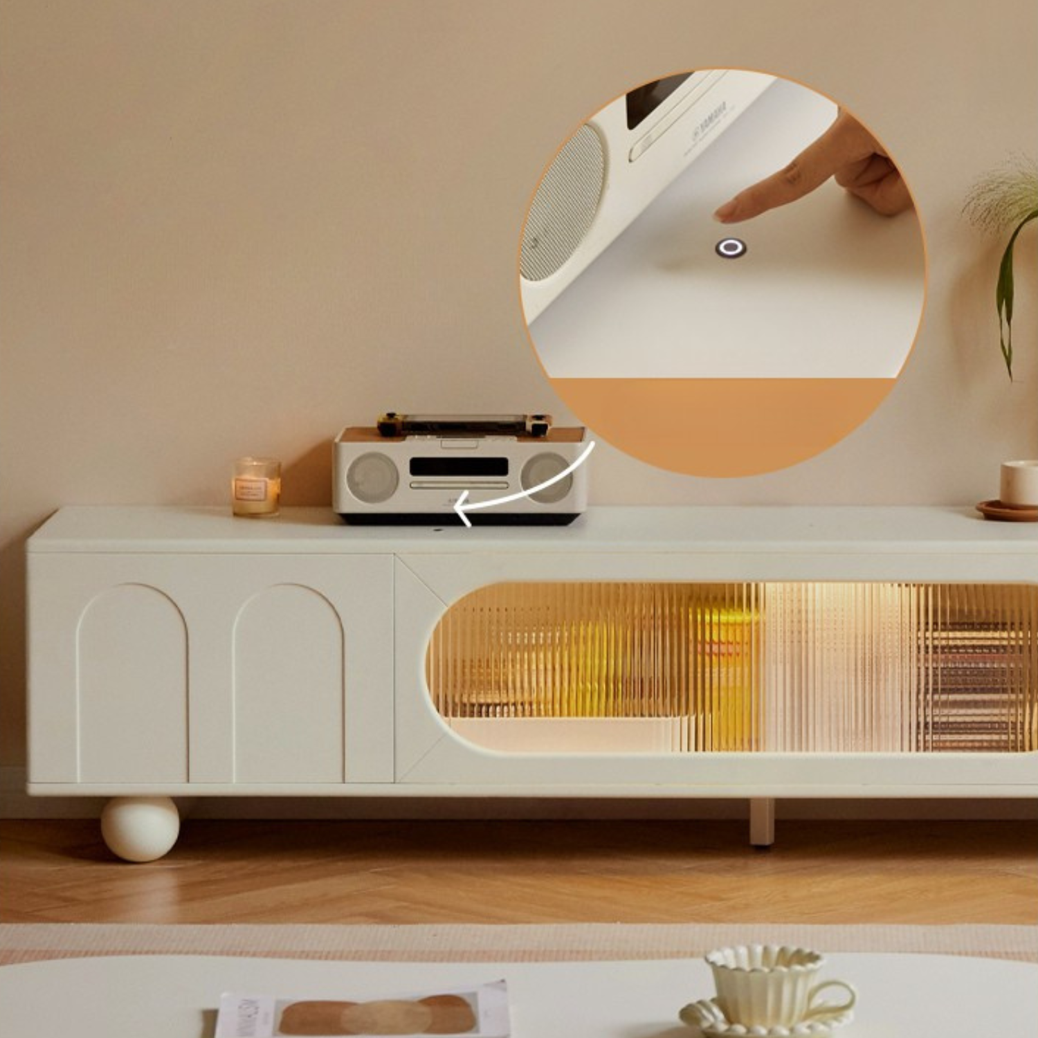 weiat White French cream-air TV cabinet