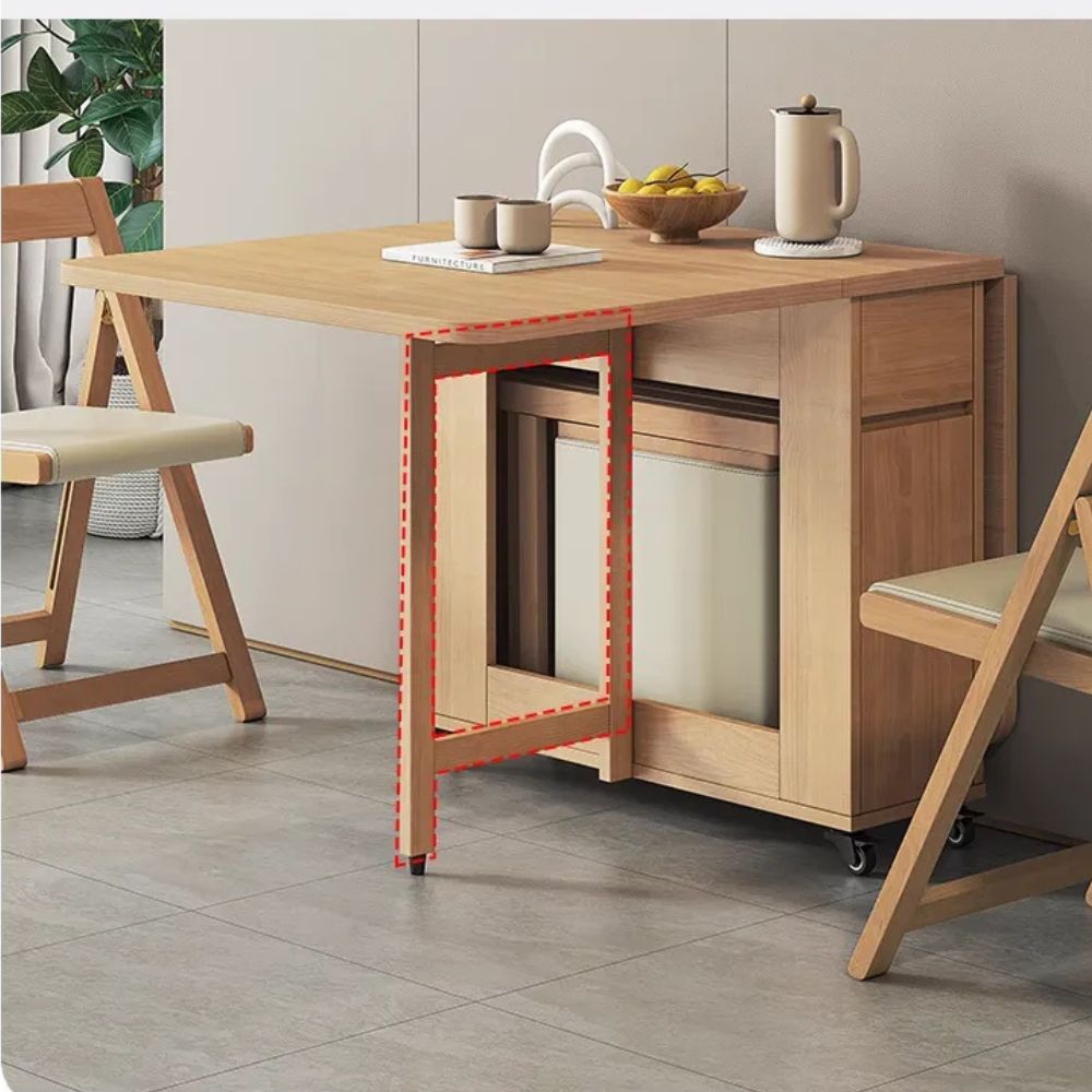 Modern style 6-person solid wood folding dining table and chairs